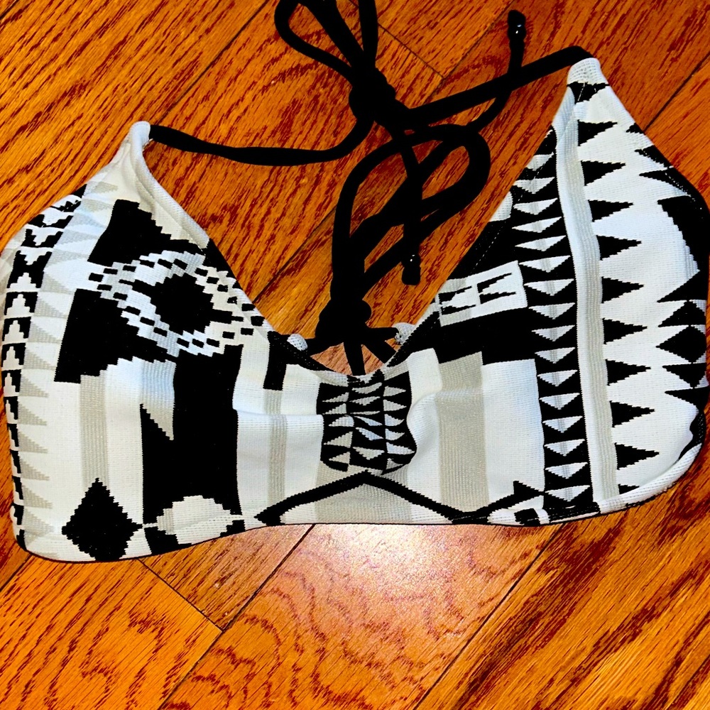 COPY - Black white and grey swimsuit top in small.